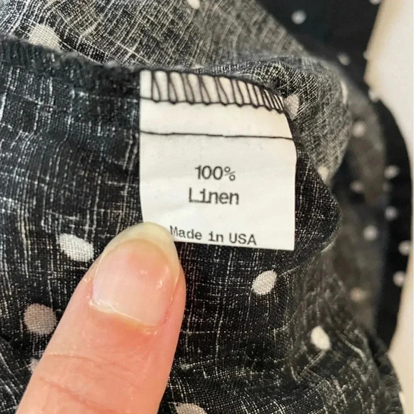 Lisa Bayne Black And White Polka Dot Linen Top Size XS Oversized - Picture 7 of 7